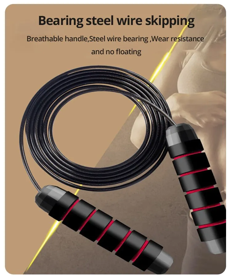 Skipping Rope - Tangle-Free, Rapid Steel Wires with Ball Bearings - For Gym, MMA, Boxing