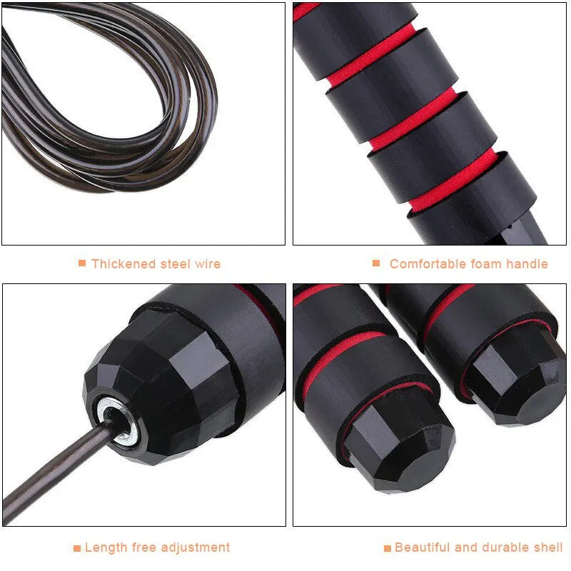 Skipping Rope - Tangle-Free, Rapid Steel Wires with Ball Bearings - For Gym, MMA, Boxing