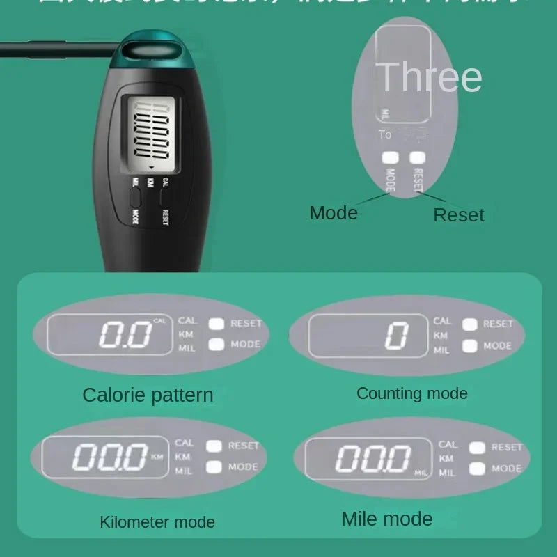 Skipping Rope with Counter, Cordless Option Available - Adjustable Length, Smooth Ball Bearings, Steel PVC Rope