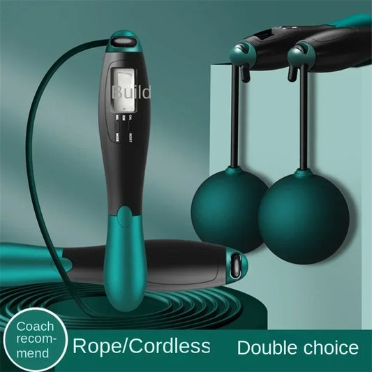 Skipping Rope with Counter, Cordless Option Available - Adjustable Length, Smooth Ball Bearings, Steel PVC Rope