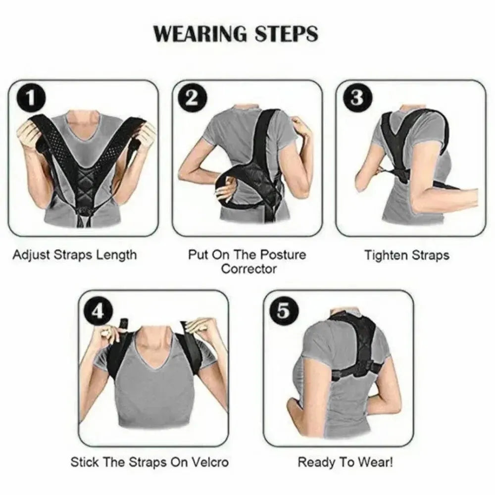 Back Posture Correction Belt - Spinal Support for Women and Men, Adjustable Belt Strap for Back Pain Relief