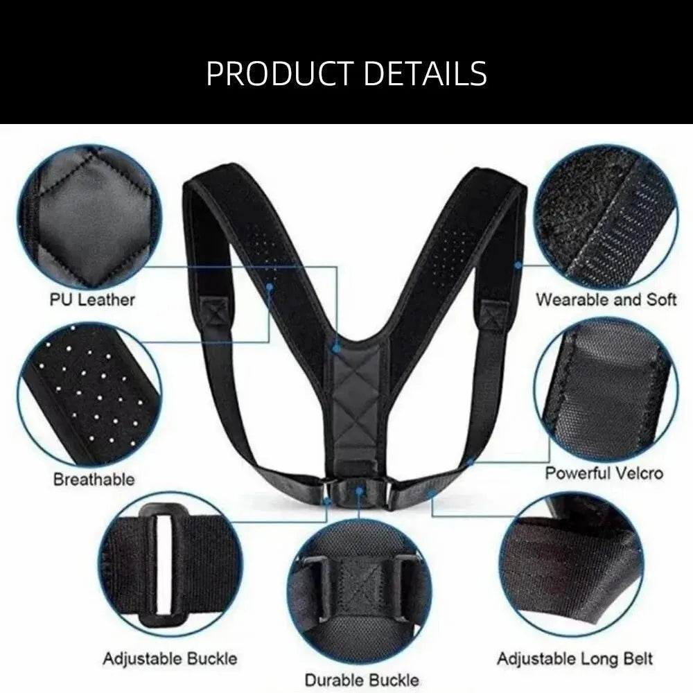 Back Posture Correction Belt - Spinal Support for Women and Men, Adjustable Belt Strap for Back Pain Relief